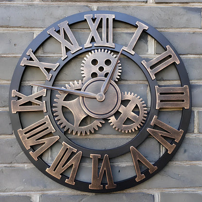 LOFT Art Wall Clock with 30cm diameter, quartz movement, and gold or silver finish on wall