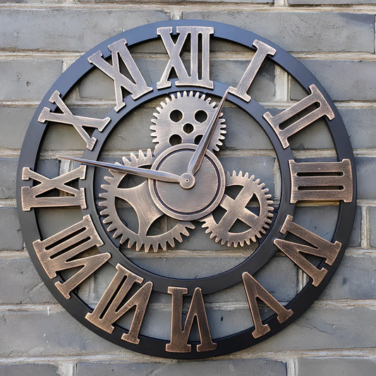 LOFT Art Wall Clock with 30cm diameter, quartz movement, and gold or silver finish on wall