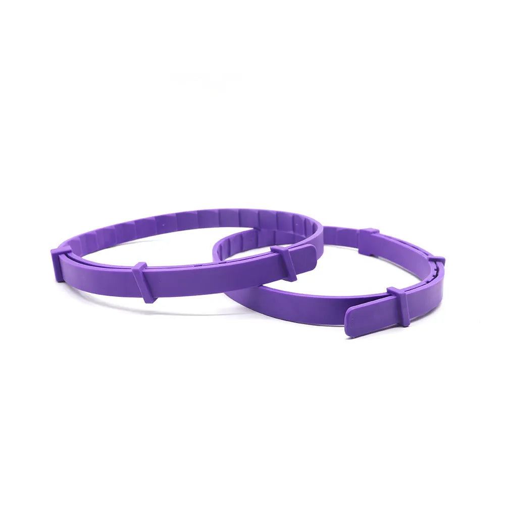 Four dog anxiety relief collars in different colours with 62cm adjustable TPR construction for calming support