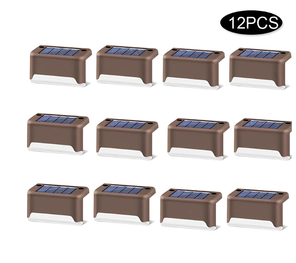 Coffee-coloured solar step light with amorphous silicon panel for outdoor staircase and garden illumination