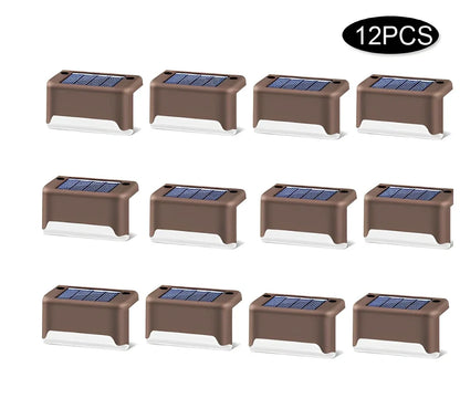Coffee-coloured solar step light with amorphous silicon panel for outdoor staircase and garden illumination