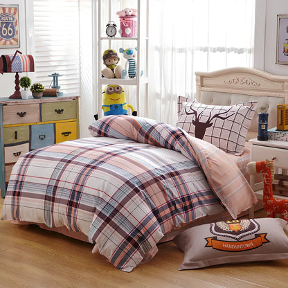 Reactive printed cotton bedding set with botanical flower and leaf patterns for UK double beds