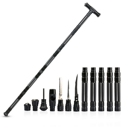 Hhomeenjoy US Heavy Duty Multifunctional Collapsible Trekking Hiking Survival Walking Stick