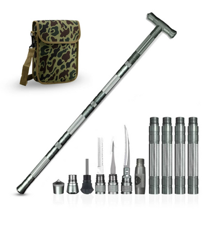 Hhomeenjoy US Heavy Duty Multifunctional Collapsible Trekking Hiking Survival Walking Stick