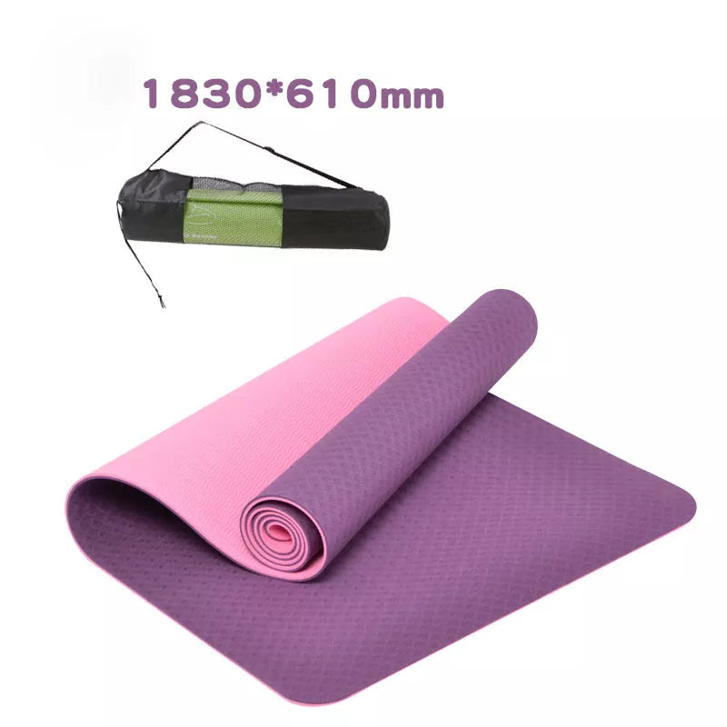 Non-slip TPE yoga mat in various colors, 6mm thickness for optimal comfort