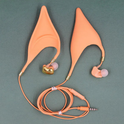 Cartoon elf ear headphones with microphone and 3.5mm cable in multiple colour options