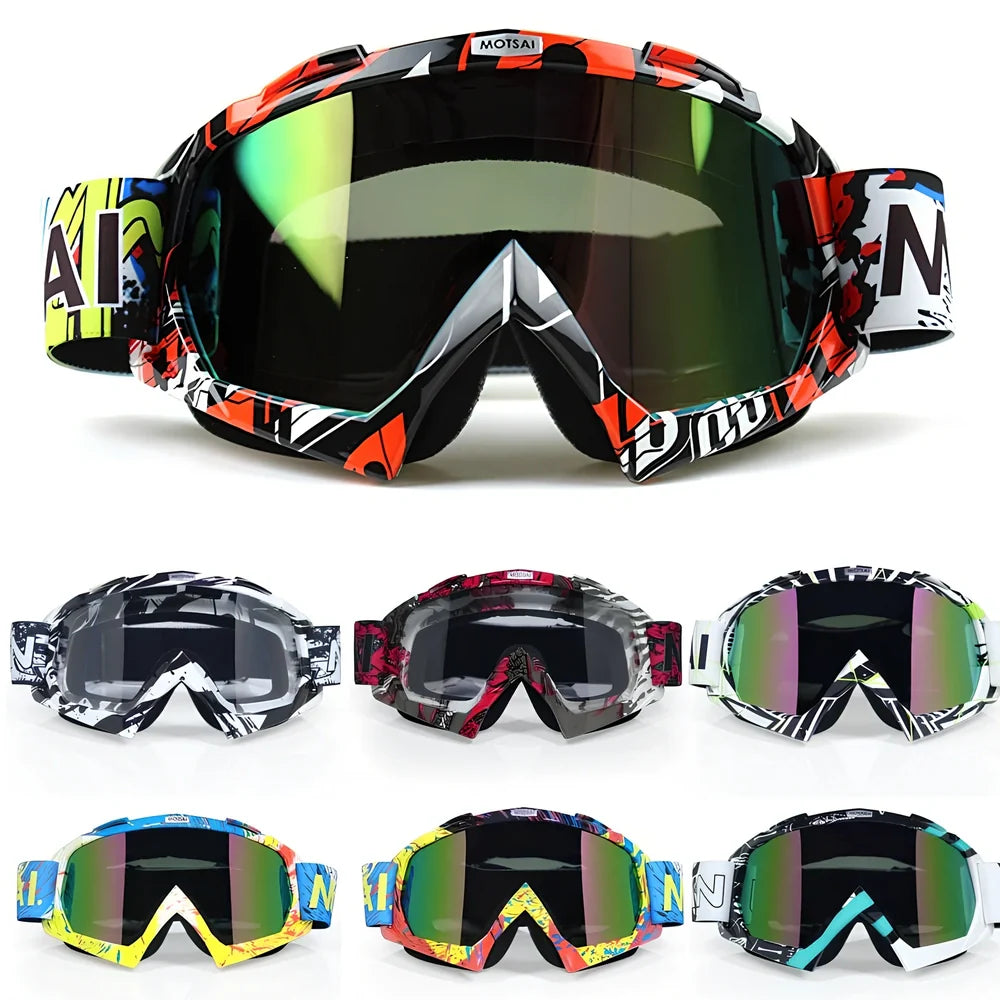 Interchangeable lens riding goggles with ABS frame and multiple colour options for off-road cycling