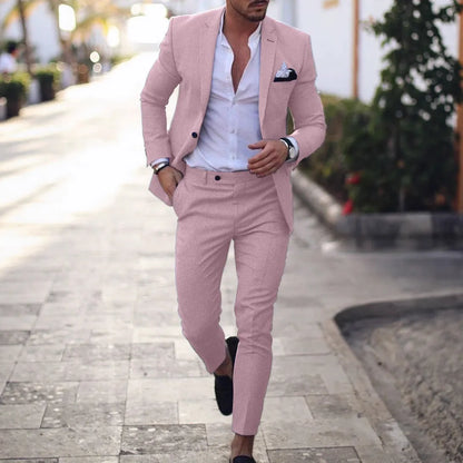 Men's two-piece leisure set with digital print two-button top and matching trousers, slim fit, sizes S to 4XL