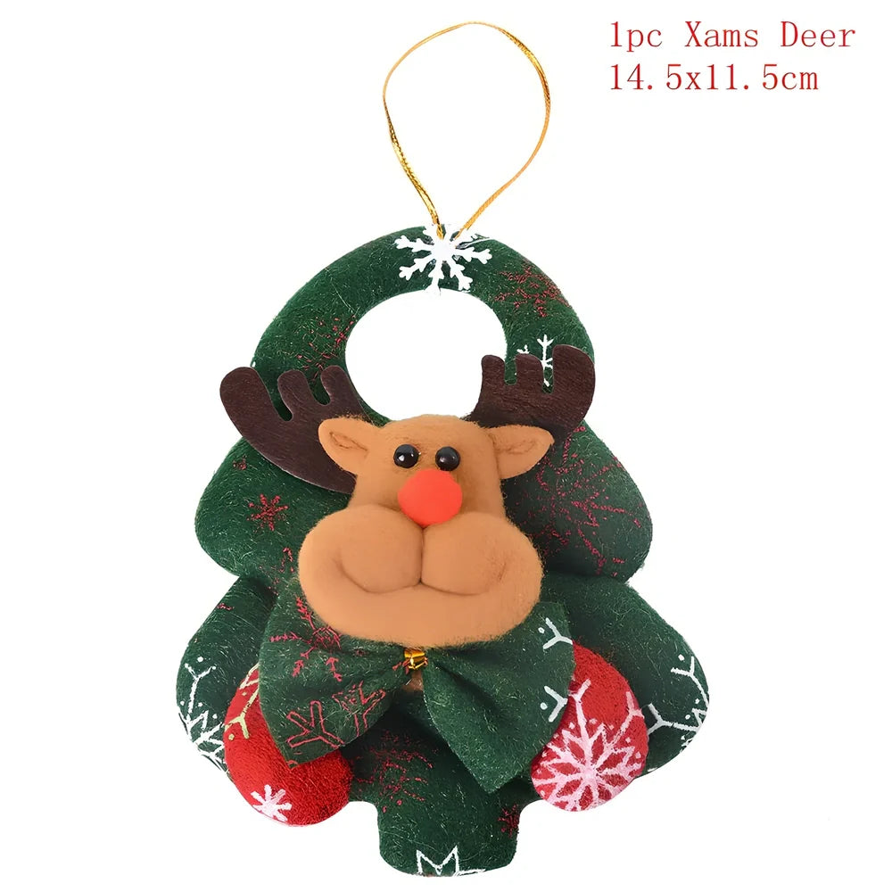 Christmas decoration set showing bear, deer, old man, and snowman characters for festive display