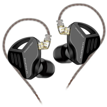 KZ ZAX hybrid driver in-ear headphones in Black or Silver blue with 3.5mm L-bend plug