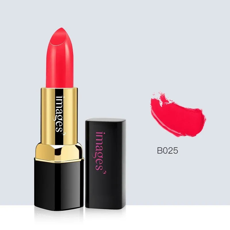 Moisturising lip gloss stick in a compact case, shown in shades like coral red and barbie pink.