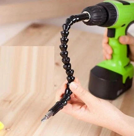 Flexible shaft drill bit in various lengths and colors for accessing tight spaces during DIY home improvement projects