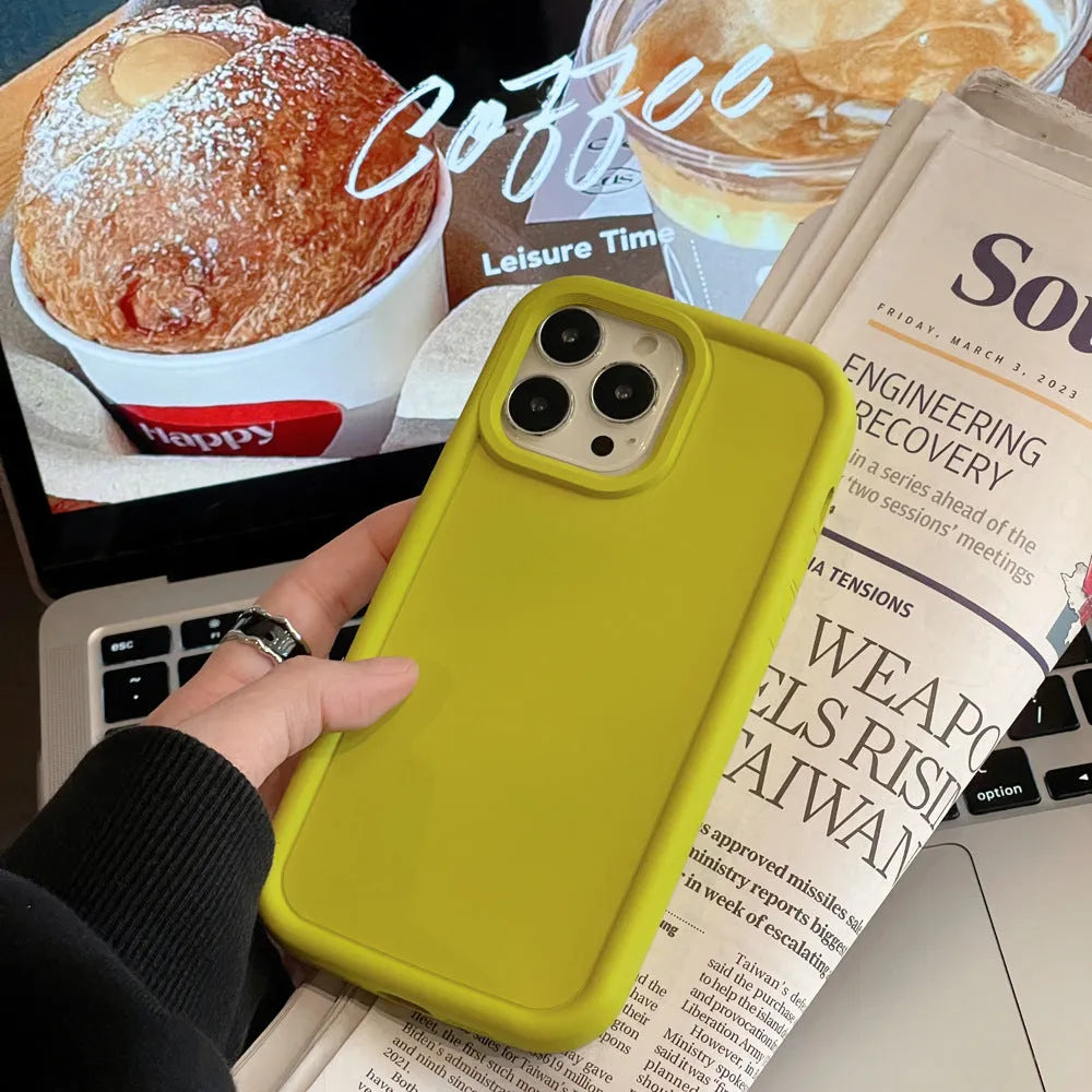 Frosted skin feeling solid colour silicone iPhone case on a phone
