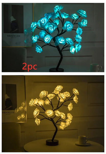 Elegant USB-powered LED rose lamp with warm lighting and versatile decoration options for bedroom and home decor