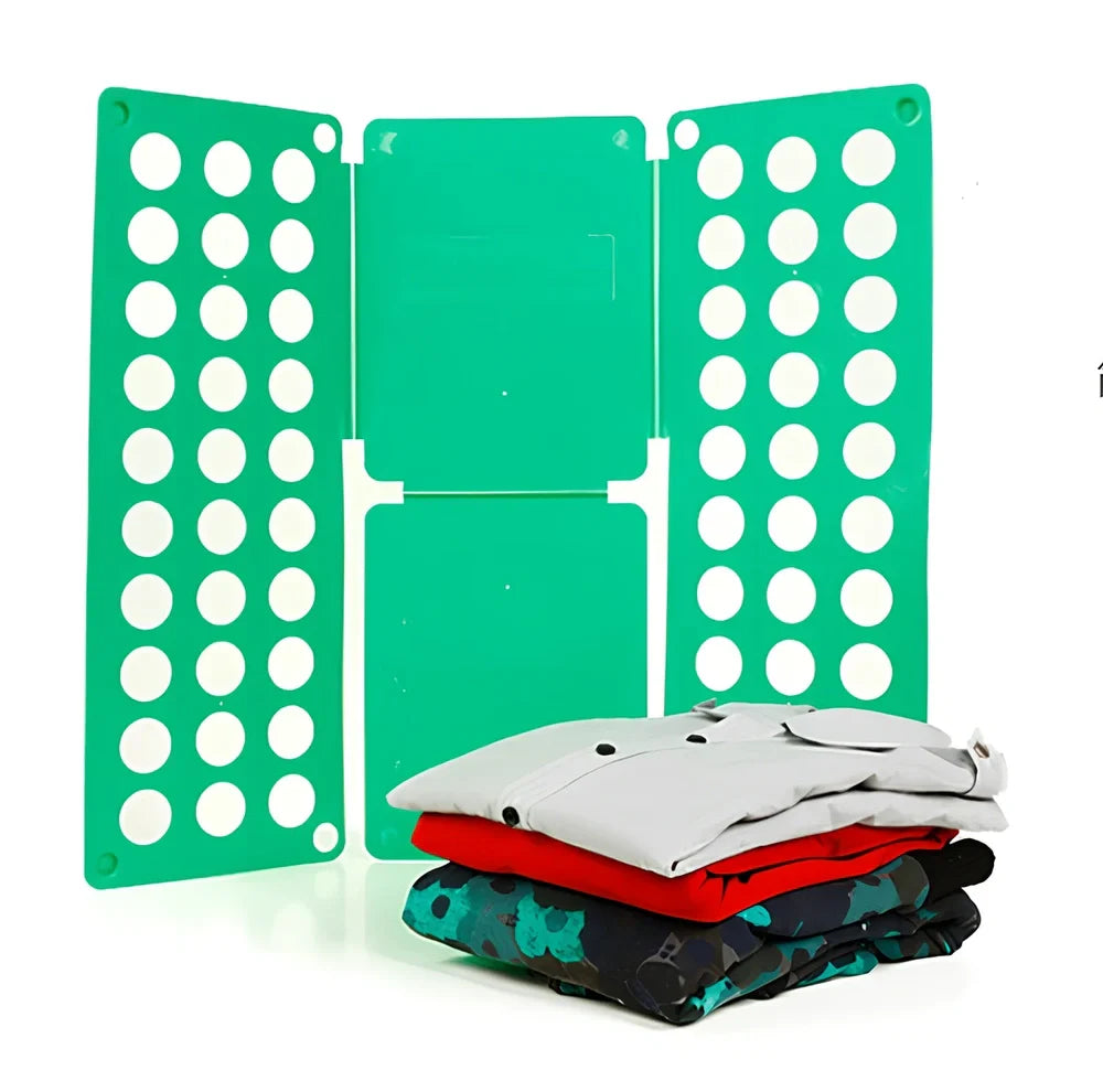 Adjustable clothes folding board showing 40x48cm and 68x57cm sizes with PP+PE construction
