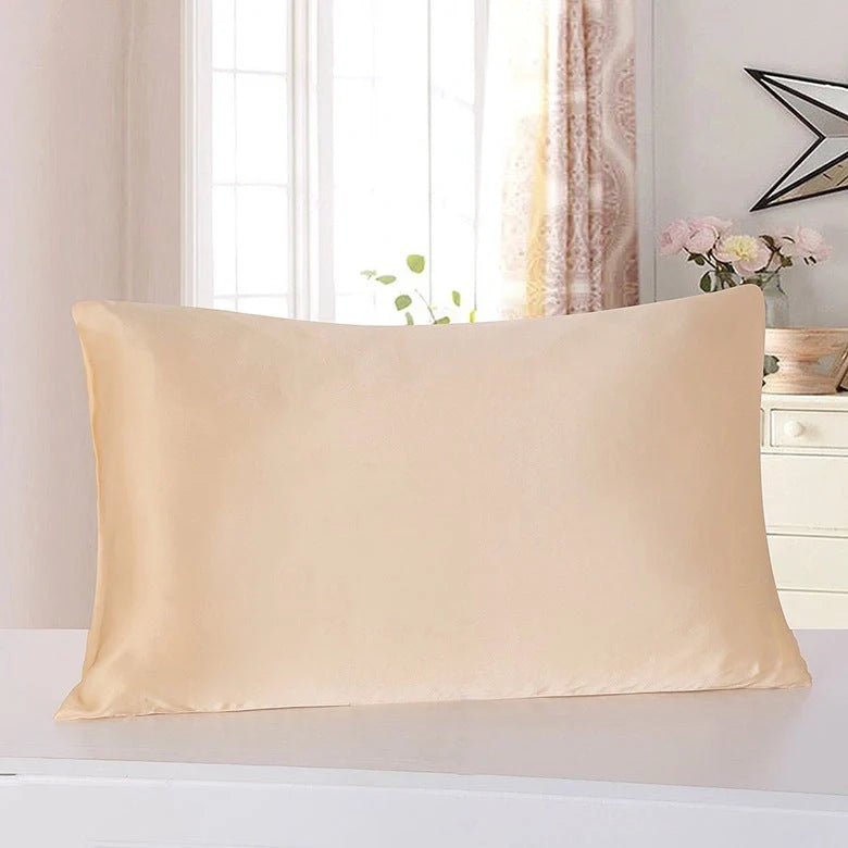Luxurious satin pillowcases in various colors and sizes, offering soft and breathable comfort