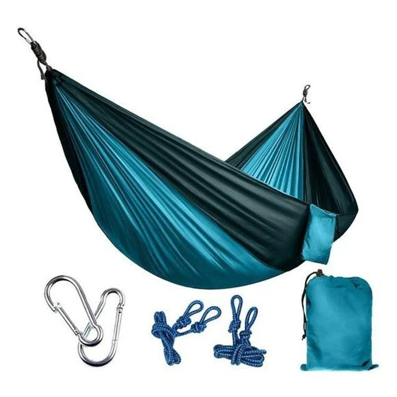 Durable and lightweight parachute hammock in various outdoor-friendly color options