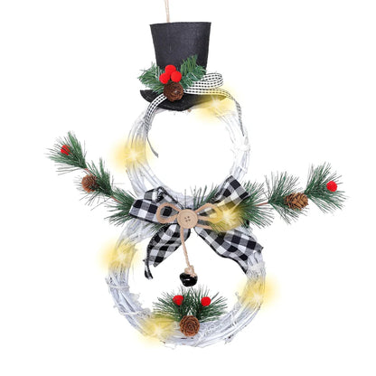Black-white and red-black Christmas wreath pendant LED lights garland measuring 40cm by 21cm with battery compartment