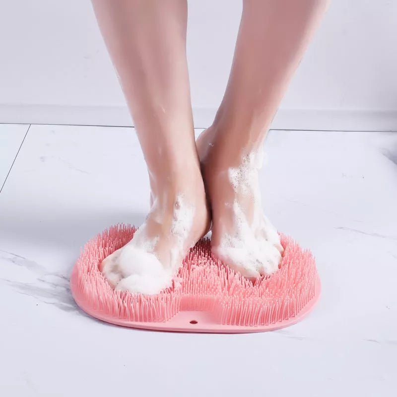 Non-slip massage bath brush with silicone bristles for cleaning and foot massage