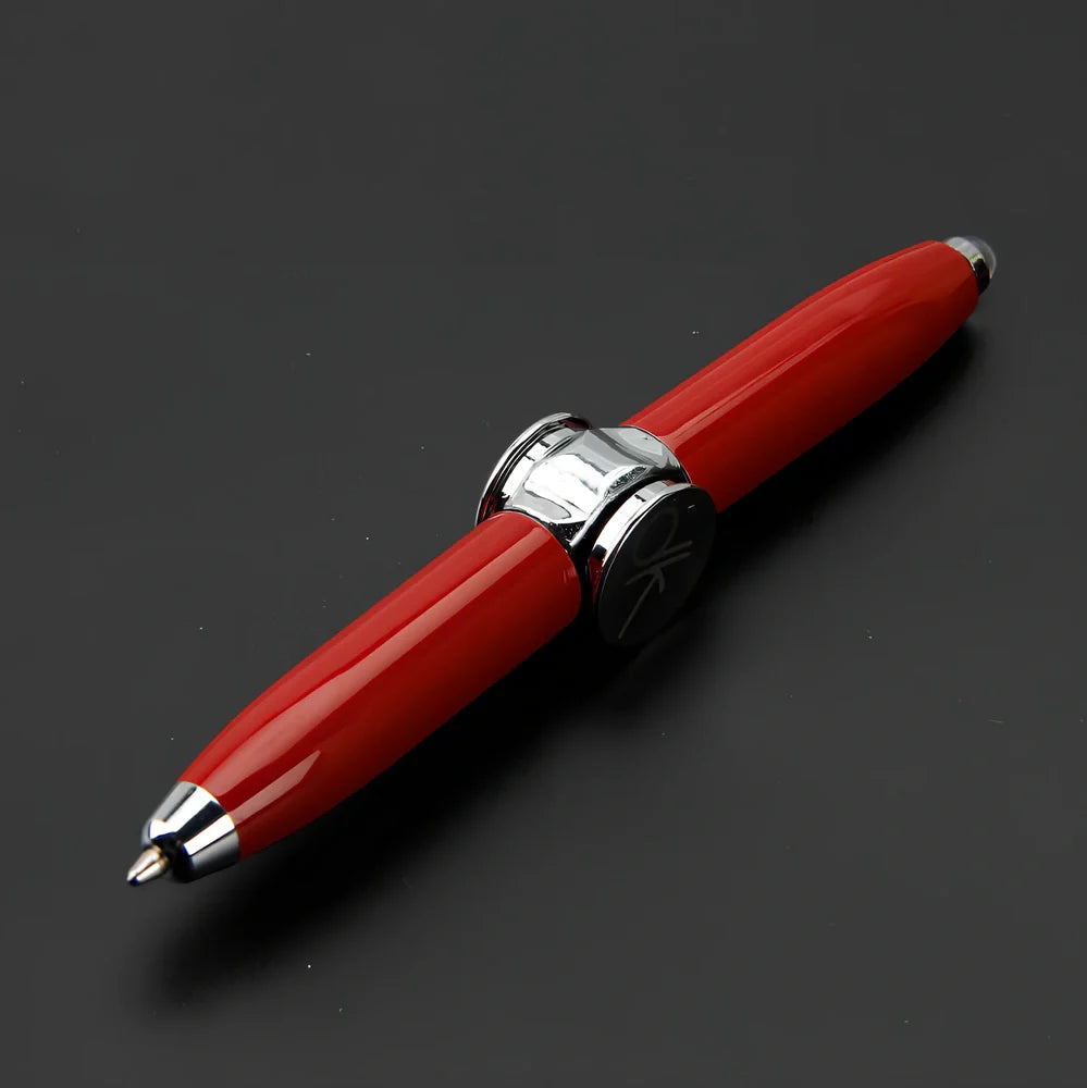 Multifunctional decompression gyro ballpoint pen showing 10.3cm length and spinning mechanism