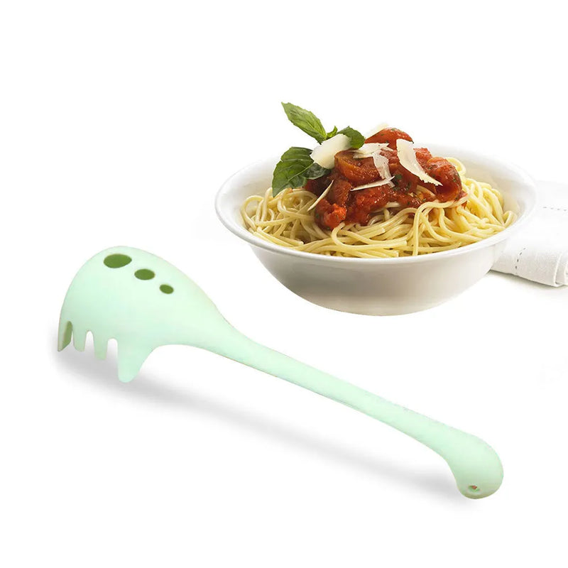 Multifunction kitchen shovel and spaghetti spoon set made from plastic in practical sizes, 9x9x30.5cm kitchen shovel and 8x5.5x28cm noodle spoon for cooking, serving, and food preparation tasks