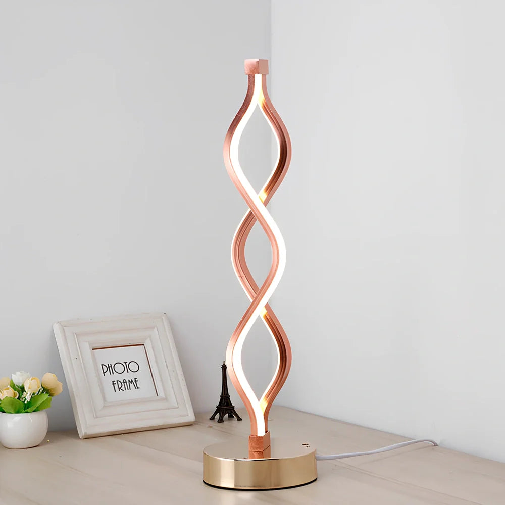 Gold and white LED desk lamp with water wave acrylic shade and aluminum body