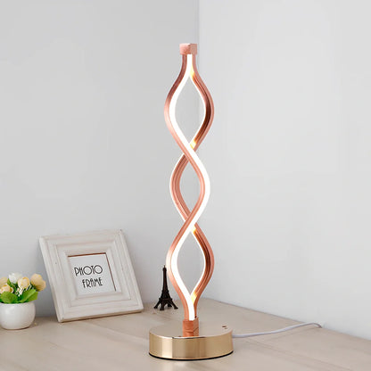 Gold and white LED desk lamp with water wave acrylic shade and aluminum body