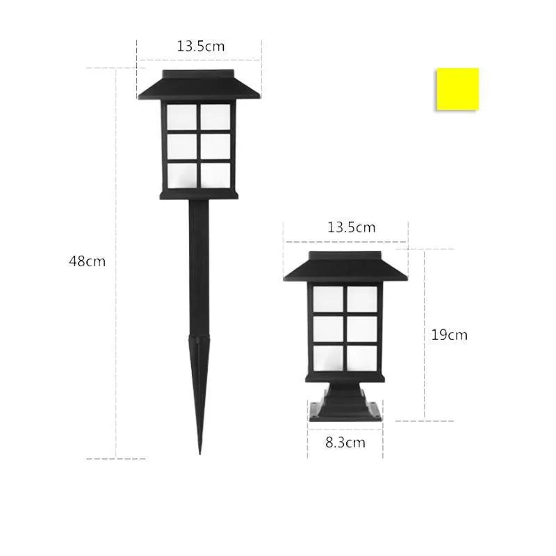 Black solar outdoor LED lawn light for garden and pathway illumination