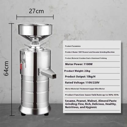 Stainless steel electric sesame paste grinding machine with automatic operation for home kitchens