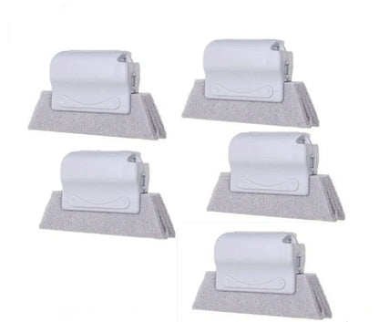 Window groove cleaning brush with comfortable grip and scouring pad head