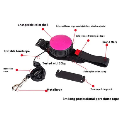 Automatic retractable dog leash extended to 3 metres with a lock button, shown in vibrant orange.