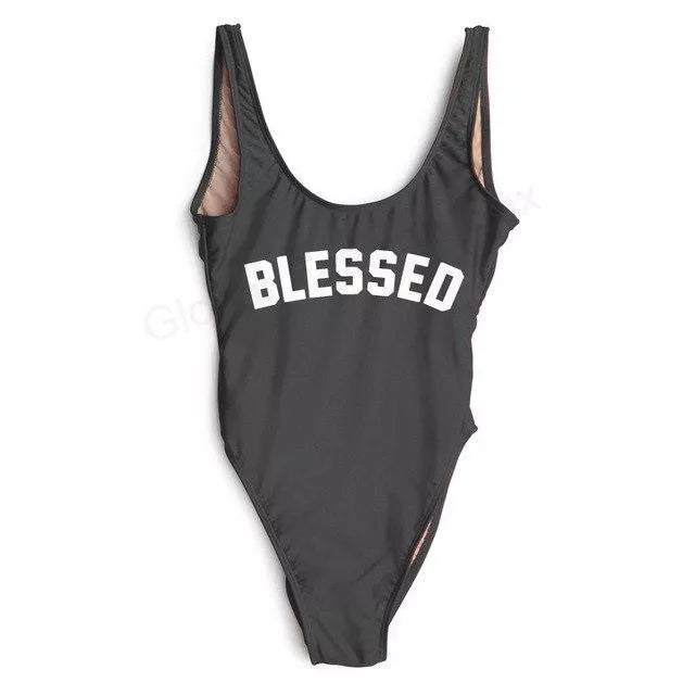 Blessed Swimsuit in various colors, made from durable polyester and nylon