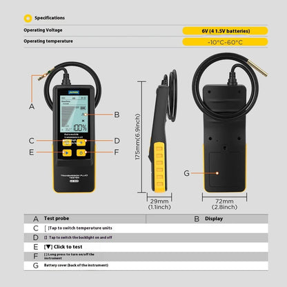Black automobile transmission fluid oil quality analysis detector, 26 x 14 x 5.5 cm, single diagnostic unit