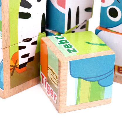 Premium 3D wooden puzzle cubes with vibrant patterns for educational and cognitive development in children