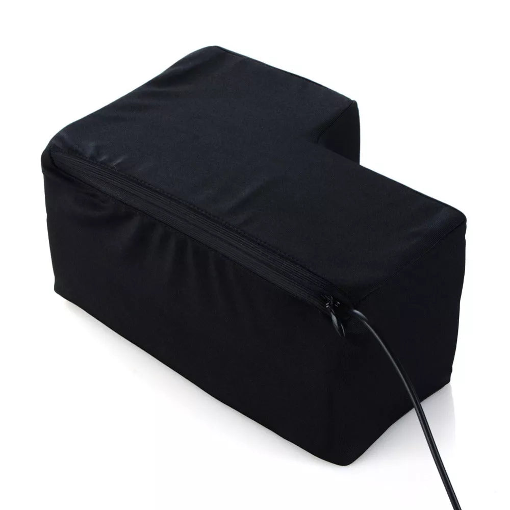 USB Decompression Enter Key Nap Pillow on a desk, showcasing its soft sponge material and USB cable.