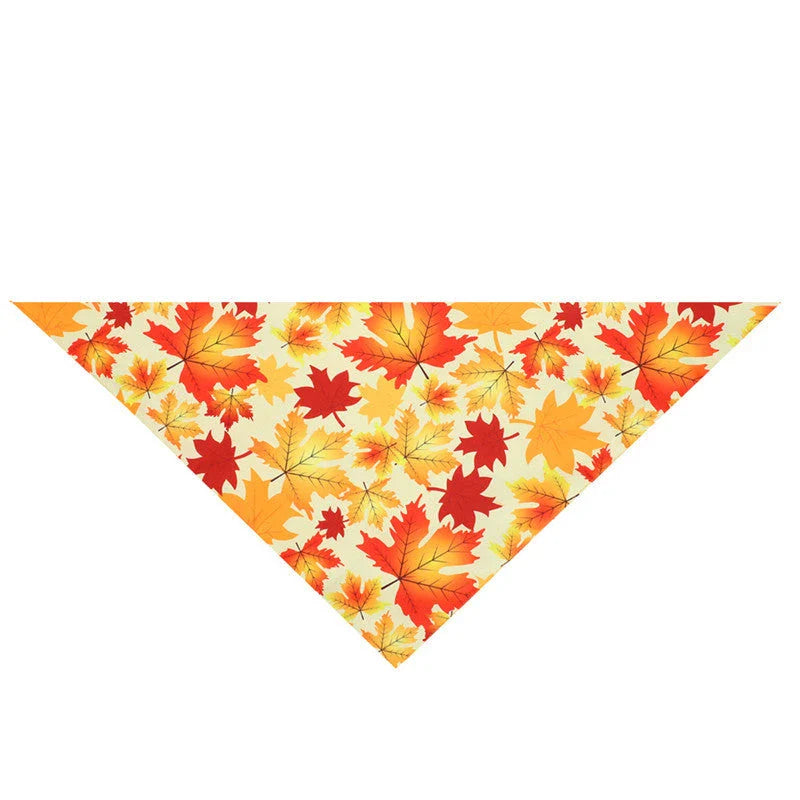 Cozy Thanksgiving-themed pet collar made of absorbent cloth material to catch drool and prevent messes during the holiday festivities.