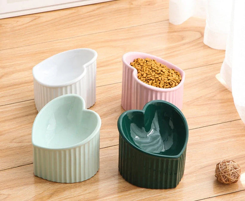 Elevated Ceramic Pet Bowl with Angled Design for Comfortable Feeding