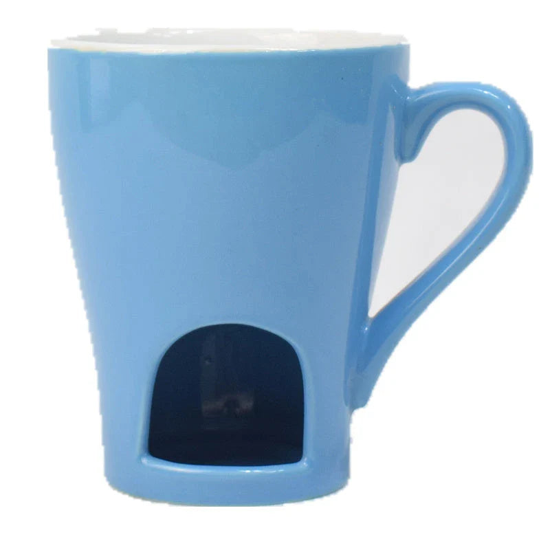 Ceramic Chocolate and Cheese Fondue Mug Set - Premium Porcelain Multipurpose Mug for Hot Beverages and Melted Treats