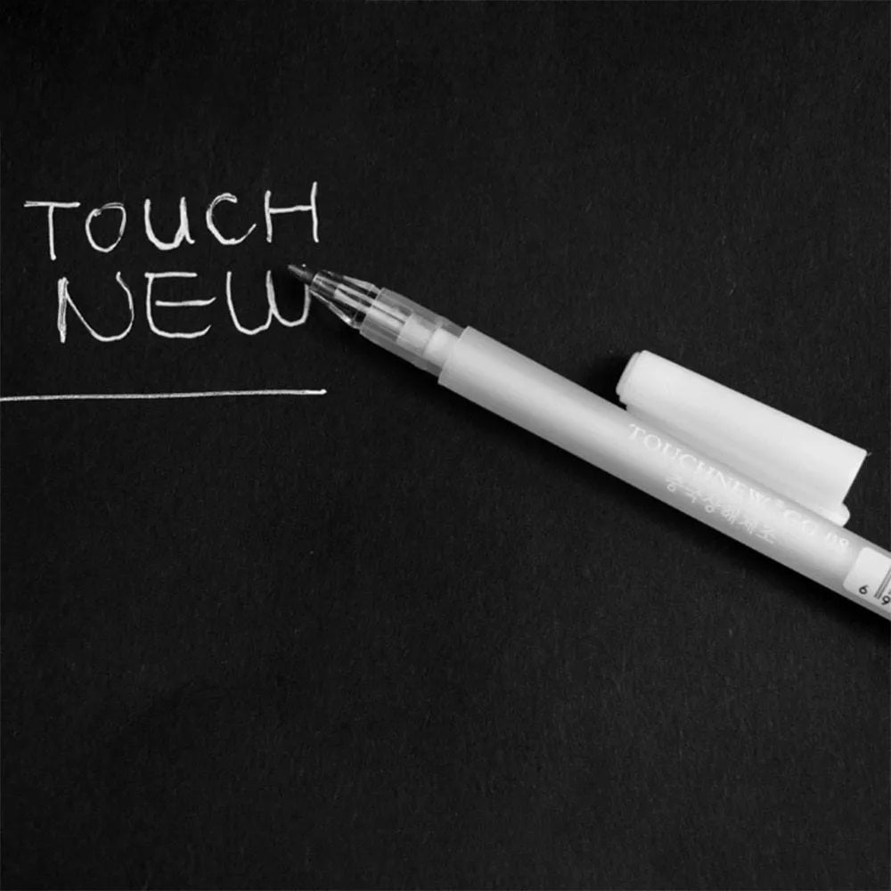 Touchnew black card hand-painted highlight pen with 0.8mm tip in golden silver white options