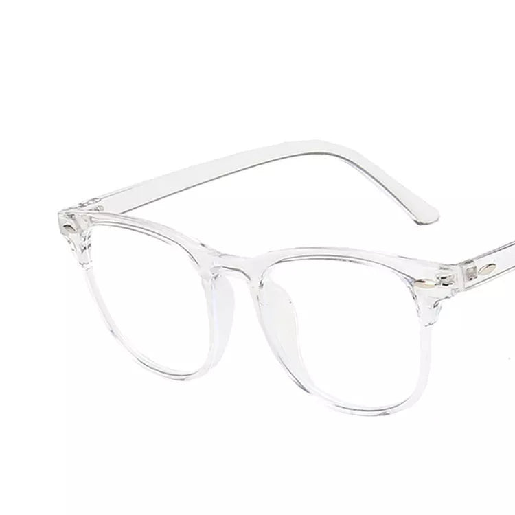 Retro Rivet Anti-blue Light Glasses in bright black, transparent green, gray, pink, and clear frames