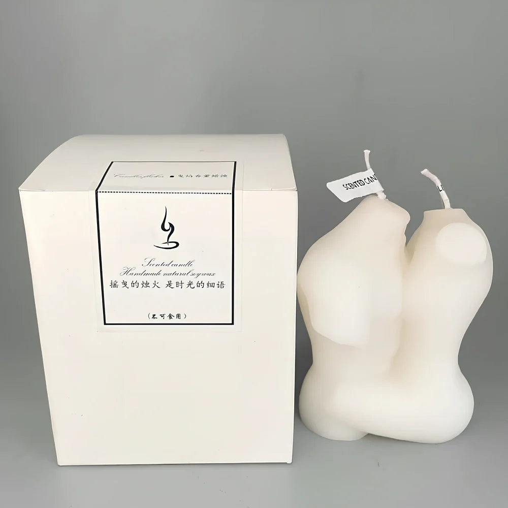 Cylindrical Embrace Fitting Aromatherapy Candle in white, 9cm diameter x 11cm height, soybean wax for steady 25-30 hour burn