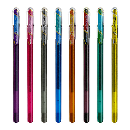 Flash K110 glitter gel pen with 1.0mm tip, shown in multiple colour options.