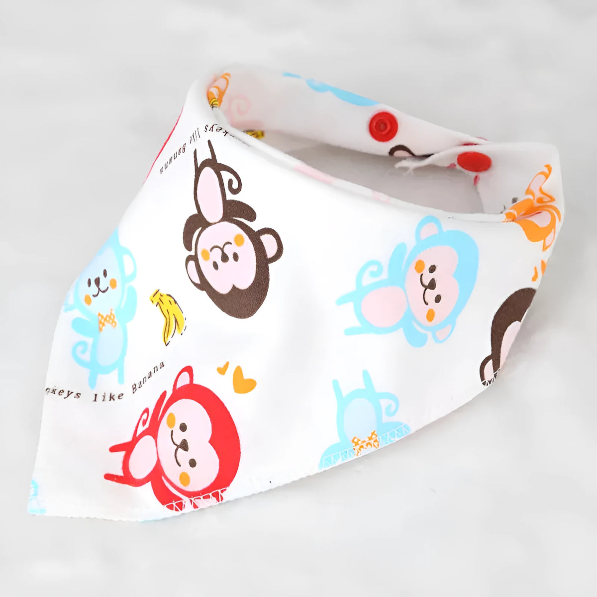 Cotton bandana baby bib, 95% cotton, 42cm, sweat absorbent, colourful designs like Pineapple and Dinosaur