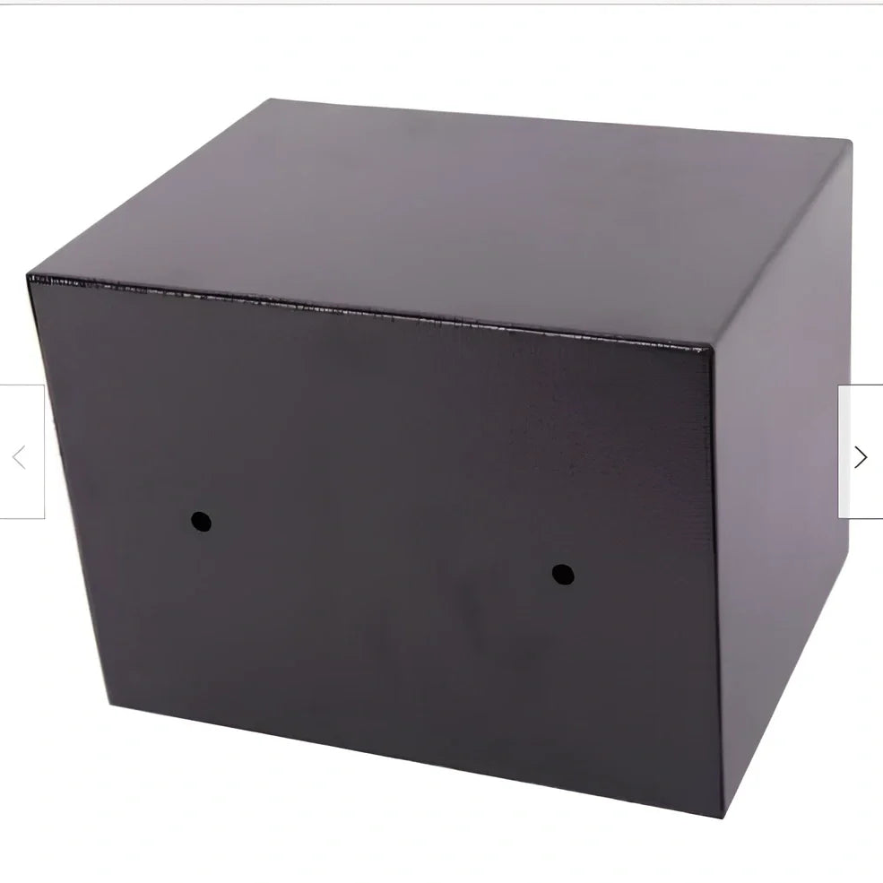 Mini office safe with digital password panel in black, white, blue, gold, pink, or red colour options