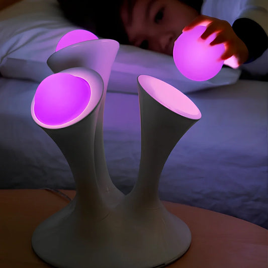 Mushroom-shaped LED night light, 21.5cm base, 26cm height, 7-colour adjustable for bedside ambiance
