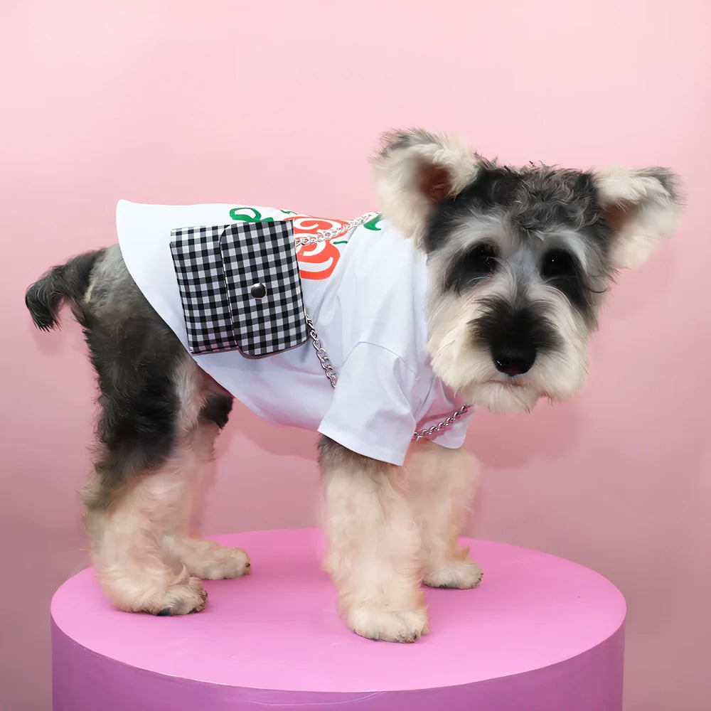 Green square lattice PU backpack for small pets, 35cm tall with mesh sides and adjustable straps