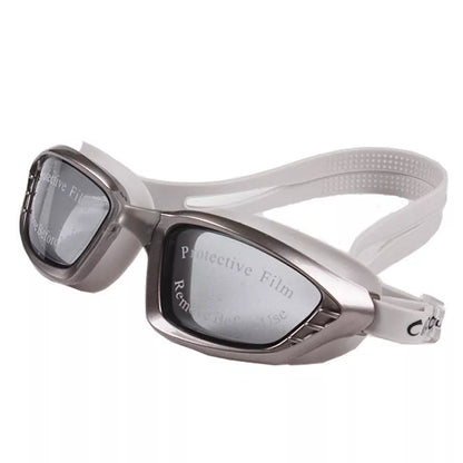 Adjustable waterproof swimming glasses with UV and fog protection in multiple colors