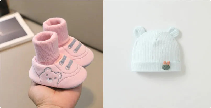 Baby cloth shoes in pink, blue, or khaki with non-slip sole, indoor toddler shoes, inner lengths 11cm to 13cm