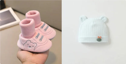 Baby cloth shoes in pink, blue, or khaki with non-slip sole, indoor toddler shoes, inner lengths 11cm to 13cm