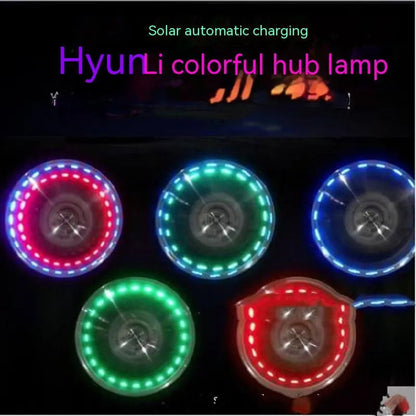 Solar-powered LED valve stem light for car tyres with colour adjustable modes